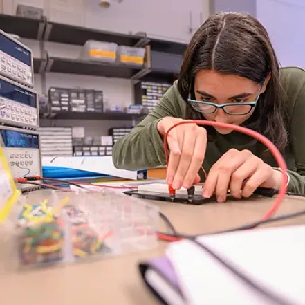 Student in circuit lab